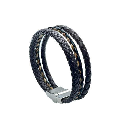 Bracelet en Cuir Marron Triplos