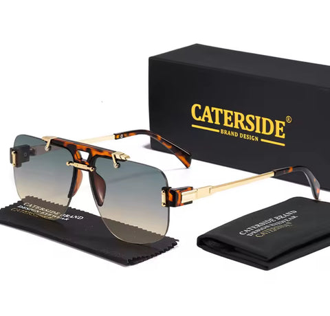 Lunettes de Soleil Verre Noir – Monture Dorée | UV400