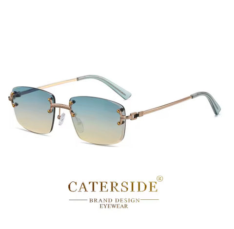 Lunettes de Soleil Verre Bleu – Monture Dorée | UV400