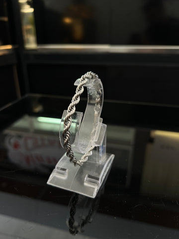 Bracelet Acier Argenté – Maille Torsadée