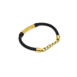 Bracelet Braided Leather Grumet Chain Gold