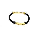 Bracelet Braided Leather Grumet Chain Gold